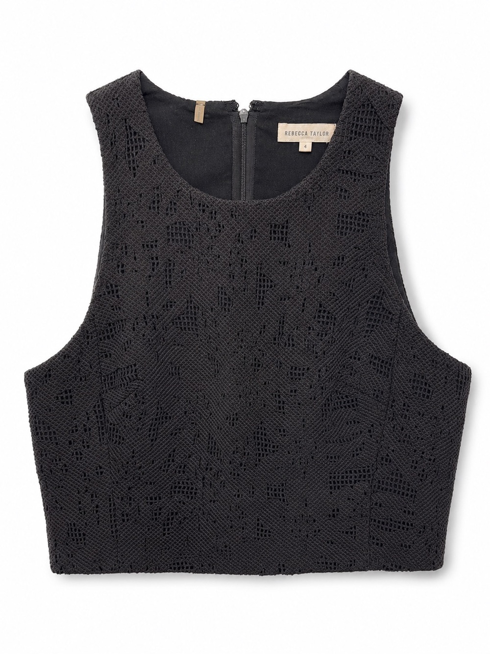 Rebecca Taylor Black Crochet Crop Top - Picture 1 of 2